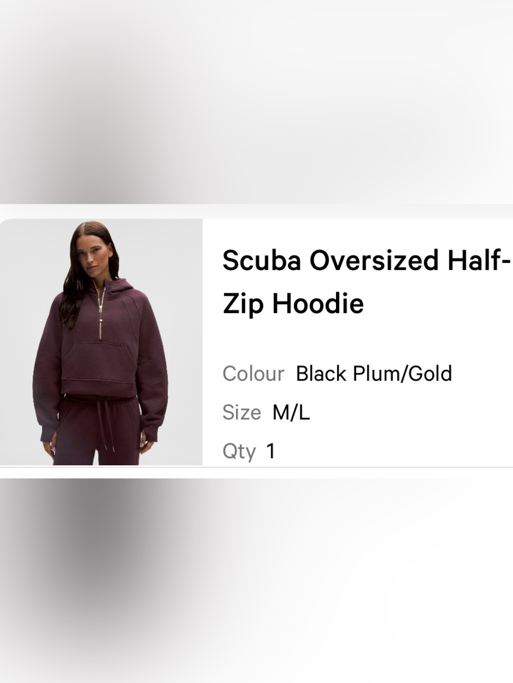 lululemon athletica Scuba Oversized Half-Zip Hoodie - Black Plum with Gold Trim
